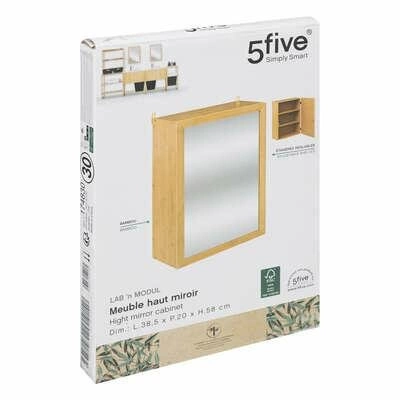 Szafka łazienkowa wisząca z lustrem Lab n`Modul bambusowa 38,5 cm boho skandynawska 5five